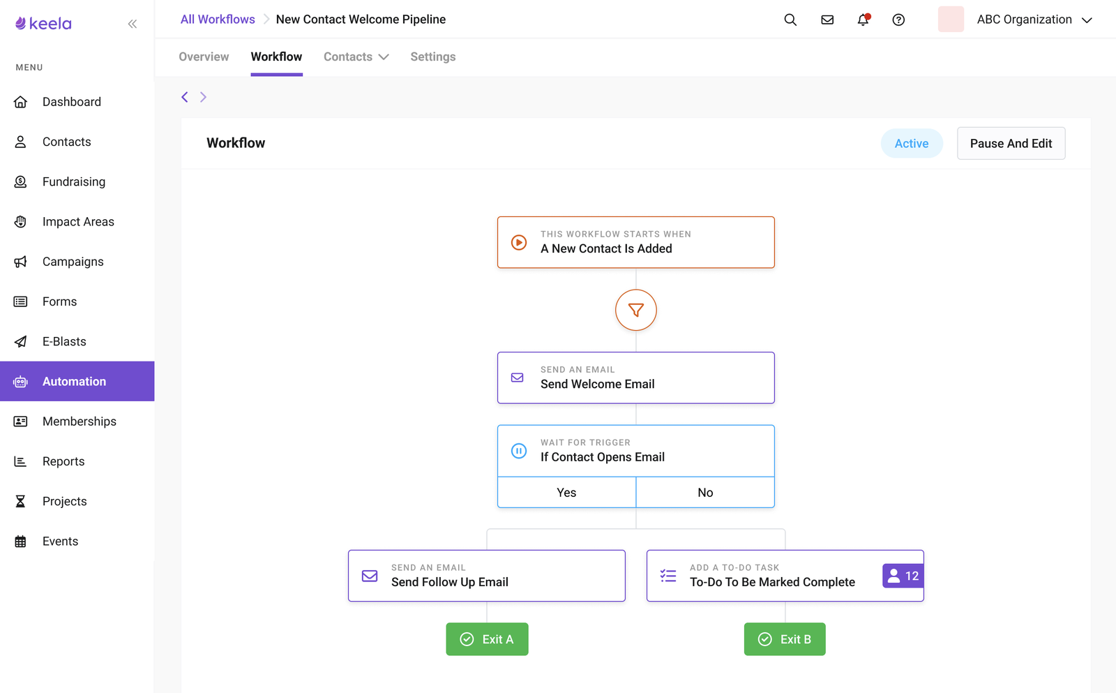 Final automation workflow builder, node-based canvas with triggers, conditions, and actions