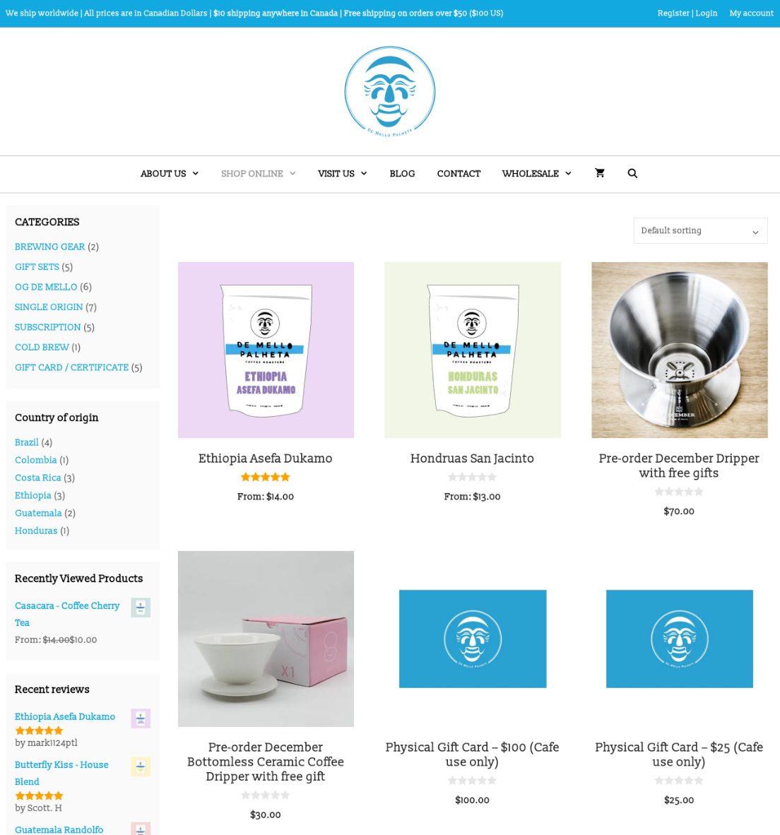 De Mello's previous WordPress website, basic template, no landing page