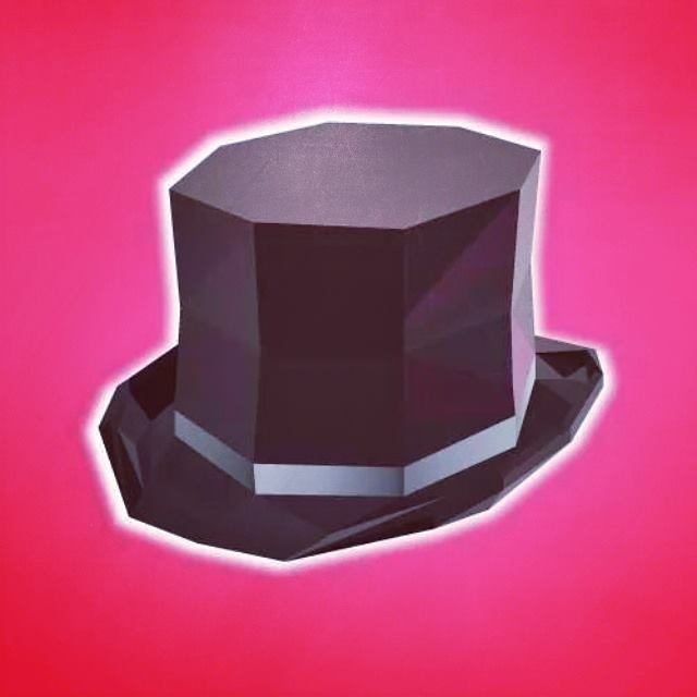 A low-poly top hat on a pink background