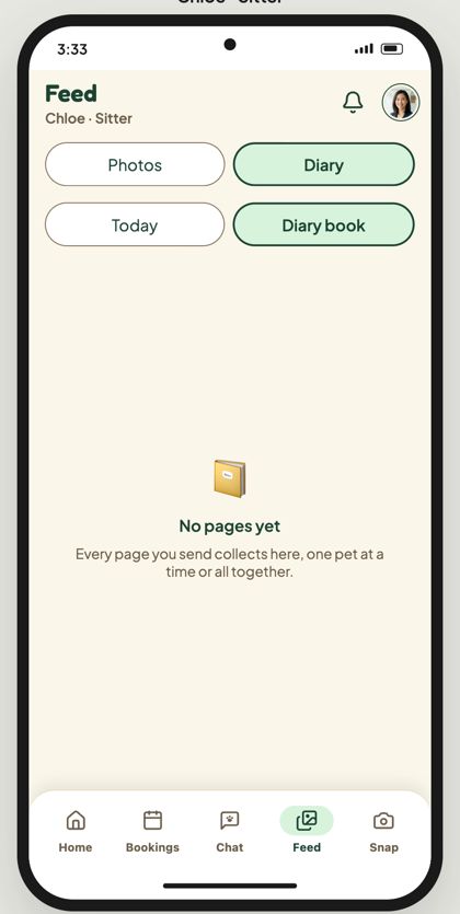 Sitter Diary book: No pages yet