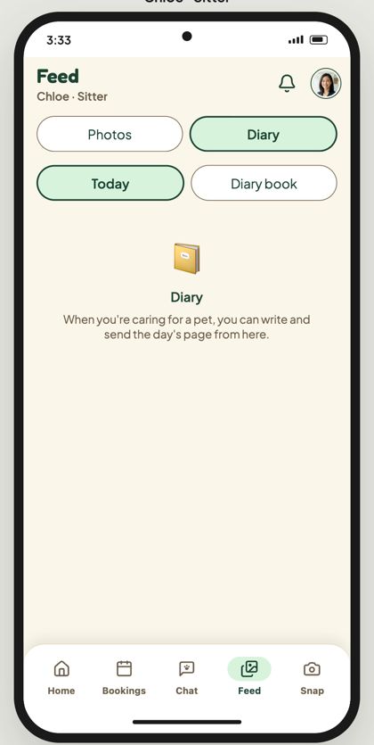 Sitter Today: write and send the day's page