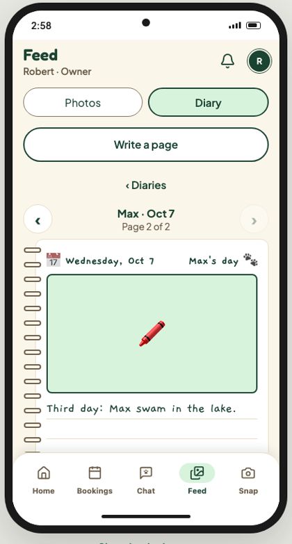 Owner Diary book open on a page