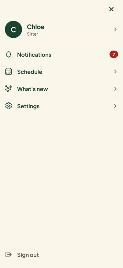 Sitter menu in Plus Jakarta Sans