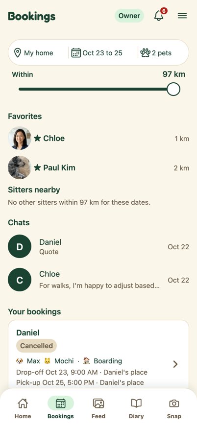 Owner Bookings in the system font
